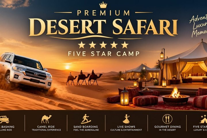 Premium Desert Safari Sofa Seats & Camel Ride & Live BBQ Dinner - Photo 1 of 21